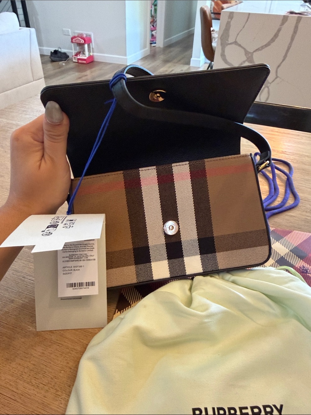 Burberry New Hampshire Black Leather Crossbody with Signature Check Trim - Picture 7 of 7